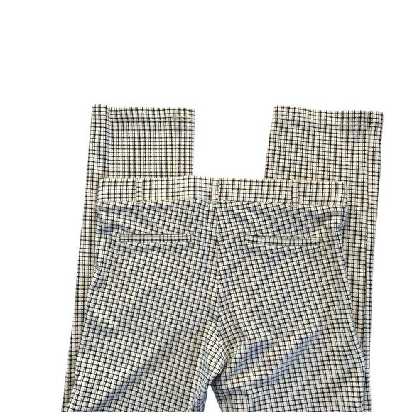 Betabrand Plaid Yoga Dress Pant LP Cream Navy Mint Green Pull On Style Straight - Picture 3 of 5